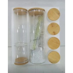 Set de 7 bocaux en verre avec couvercles hermétiques en bambou